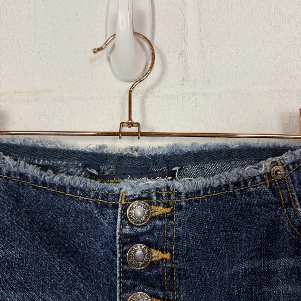 VTG Abercrombie Fitch Low‎ Rise Jeans Raw Waist Flare Button Fly Hippie Indie 12
